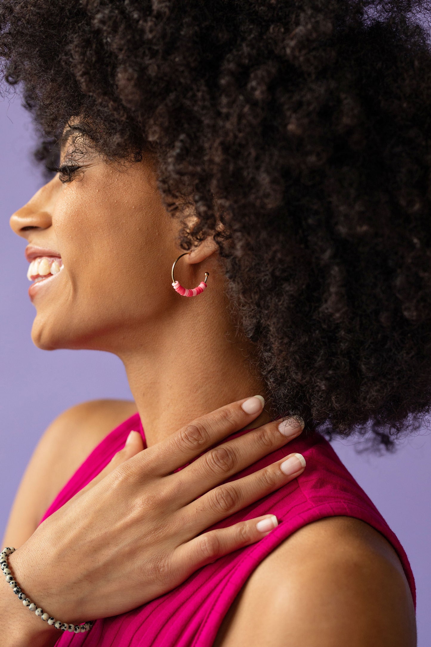 Morse Code Heishi Half Hoop Earrings | LOVE