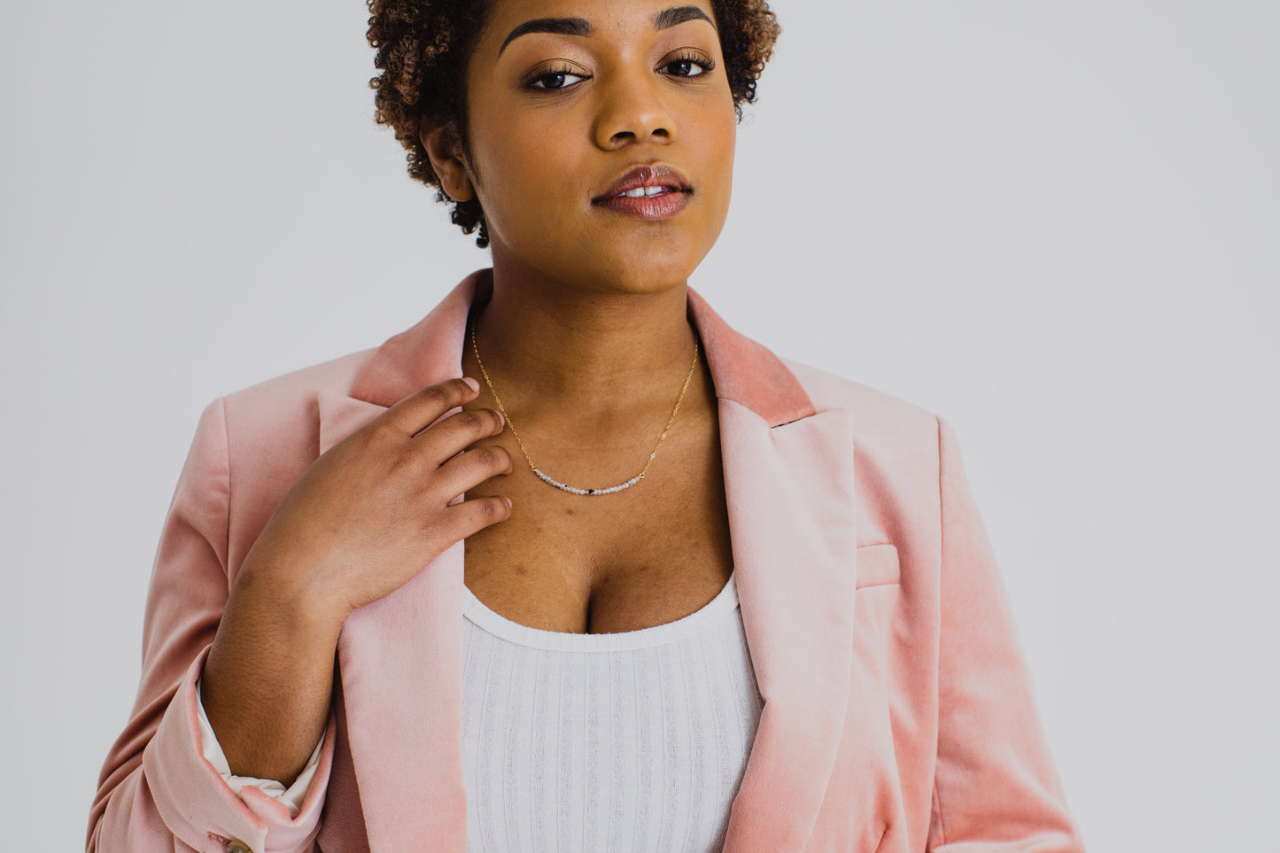 Morse Code Dainty Stone Necklace // Empower