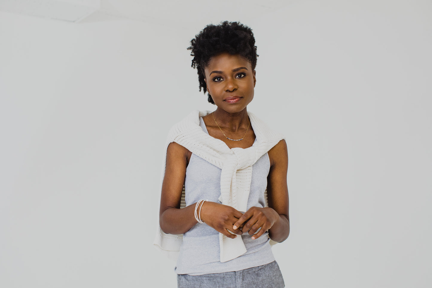 Morse Code Dainty Stone Necklace // Grace