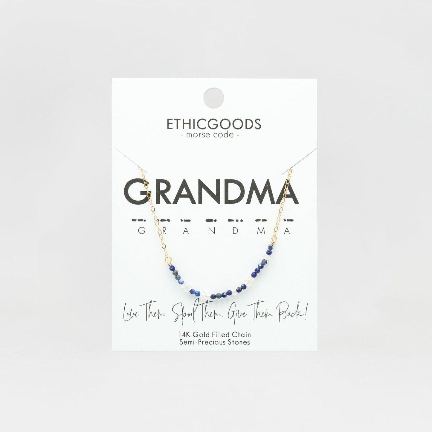 Morse Code Dainty Stone Necklace // Grandma