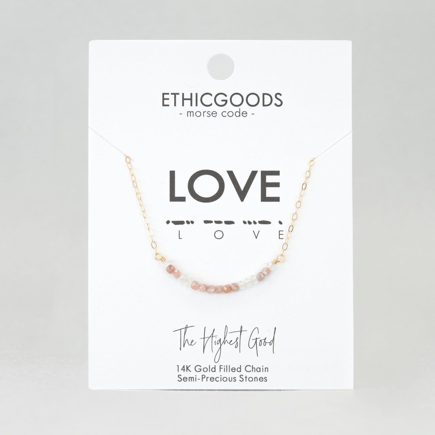 Morse Code Dainty Stone Necklace // Love