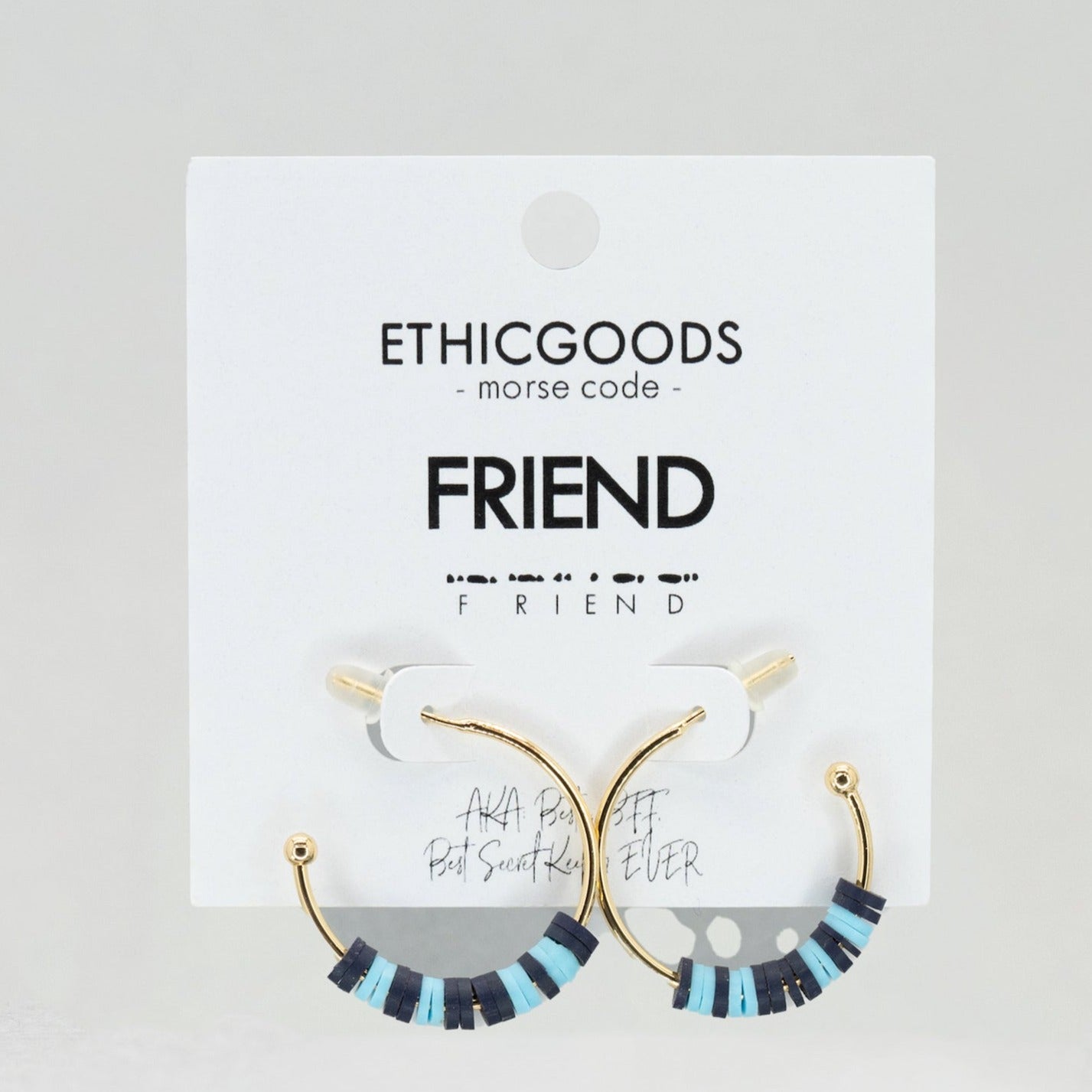 Morse Code Heishi Half Hoop Earrings | FRIEND