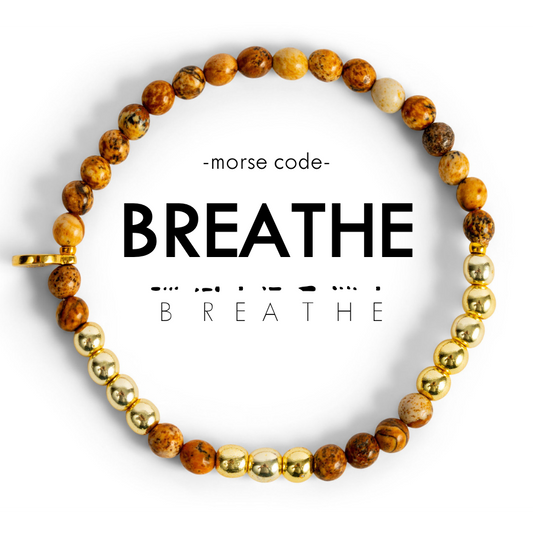 Gold Morse Code Bracelet | BREATHE