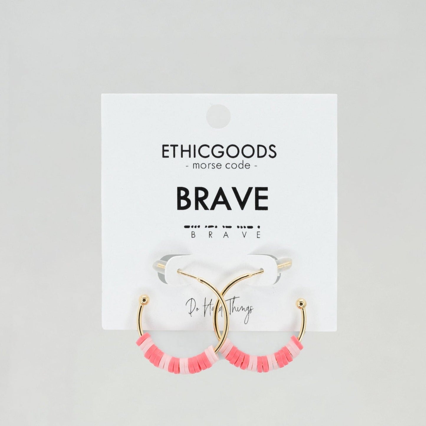 Morse Code Heishi Half Hoop Earrings | BRAVE