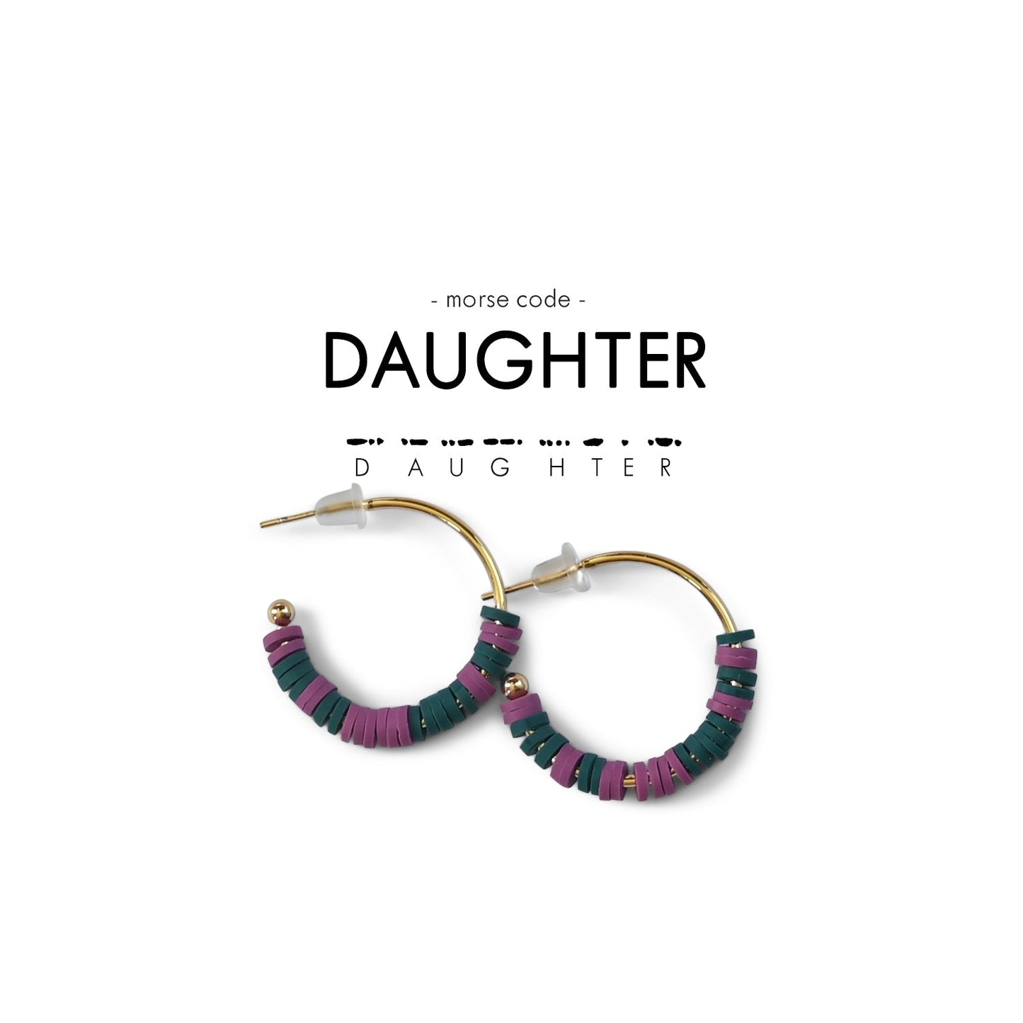 Morse Code Heishi Half Hoop Earrings | DAUGHTER