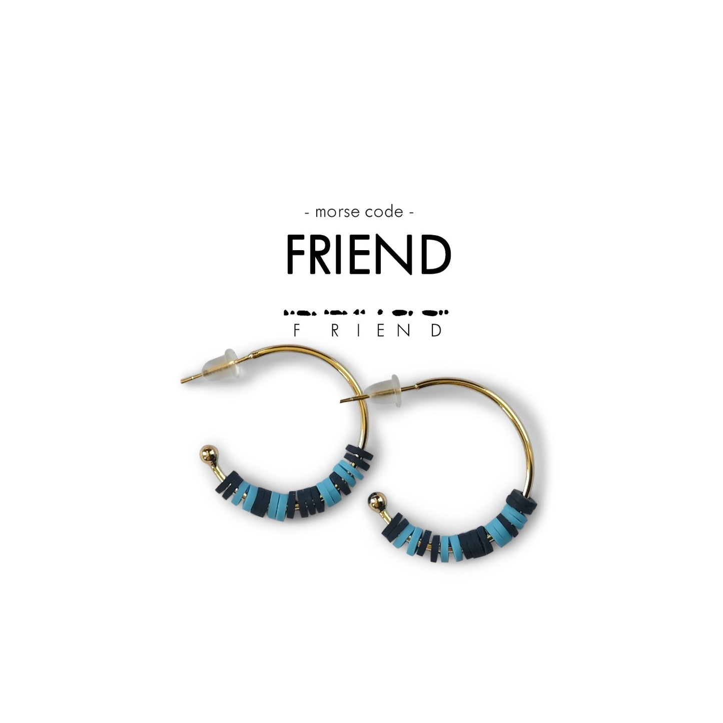 Morse Code Heishi Half Hoop Earrings | FRIEND