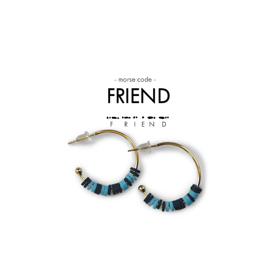 Morse Code Heishi Half Hoop Earrings | FRIEND
