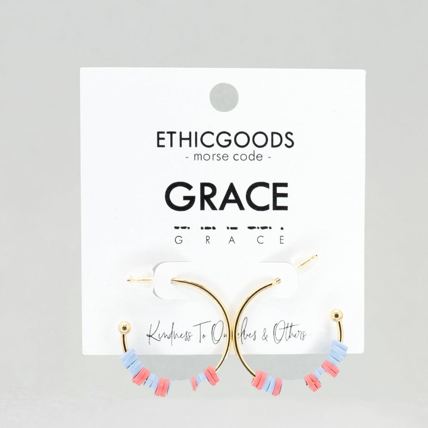 Morse Code Heishi Half Hoop Earrings | GRACE