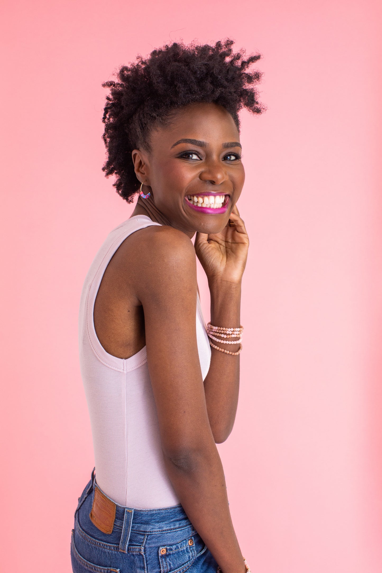 Morse Code Heishi Half Hoop Earrings | GRACE