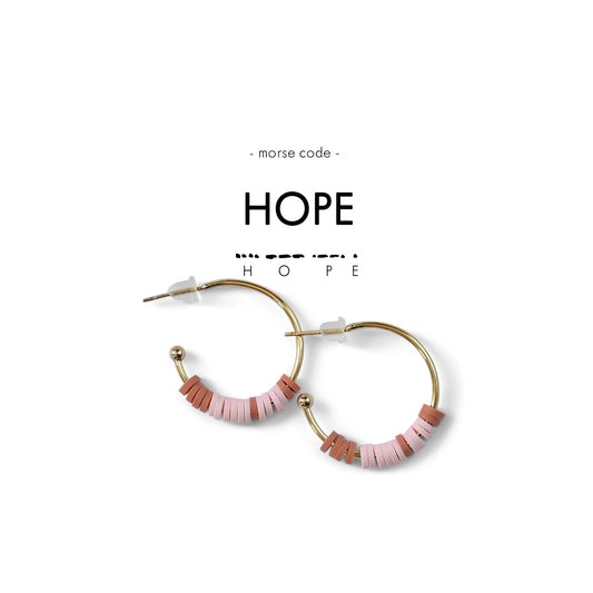 Morse Code Heishi Half Hoop Earrings | HOPE