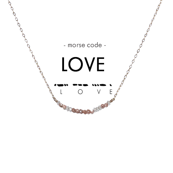 Morse Code Dainty Stone Necklace // Love