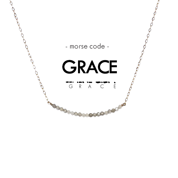 Morse Code Dainty Stone Necklace // Grace
