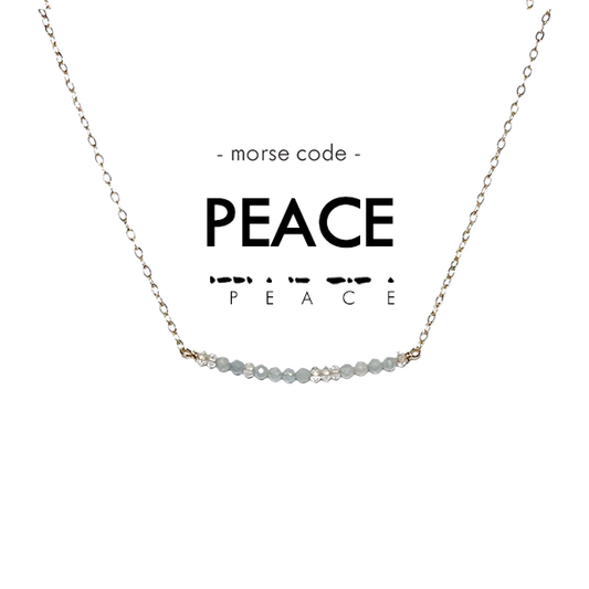Morse Code Dainty Stone Necklace // Peace