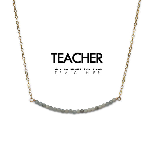 Morse Code Dainty Stone Necklace // Teacher