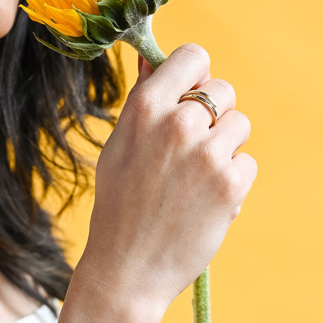 CLASSIC GOLD Morse Code Ring - Stamped | JOY