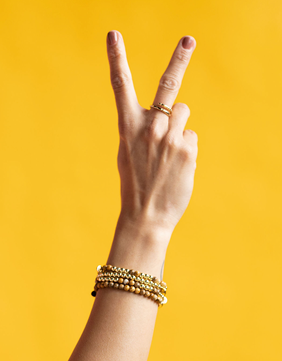 CLASSIC GOLD Morse Code Ring - Patterned | FRIENDSHIP