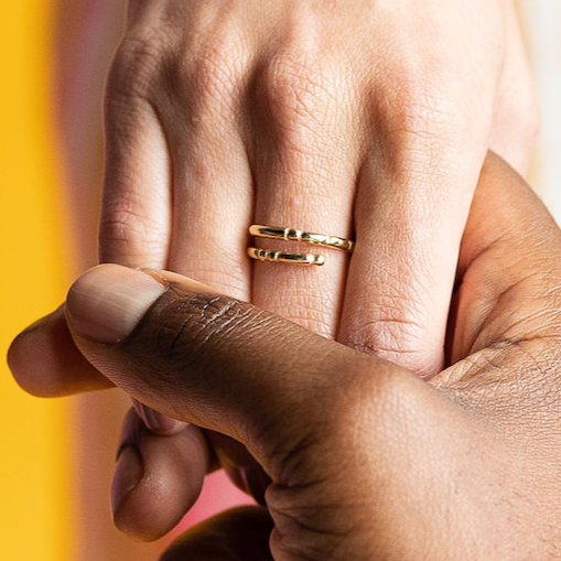 CLASSIC GOLD Morse Code Ring - Patterned | FRIENDSHIP