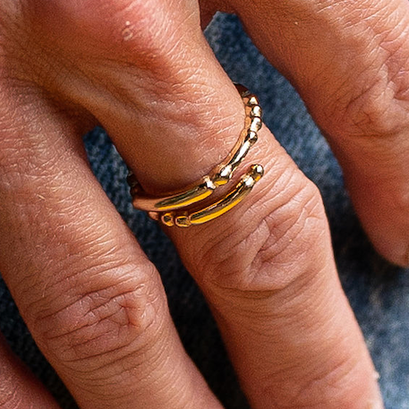 CLASSIC GOLD Morse Code Ring - Patterned | FRIENDSHIP