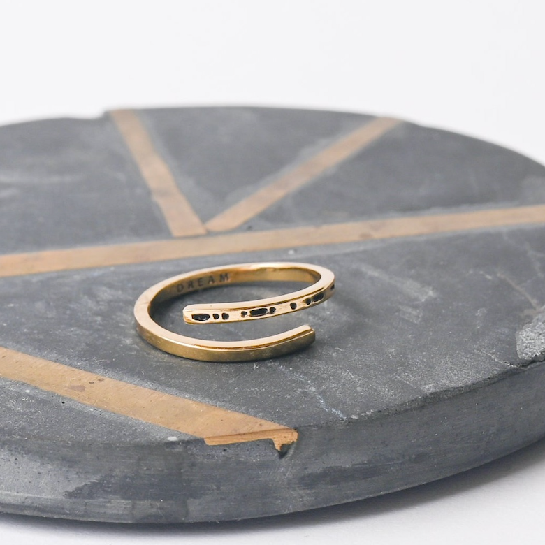 CLASSIC GOLD Morse Code Ring - Stamped | DREAM