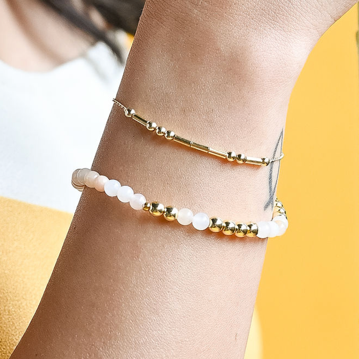 CLASSIC GOLD Morse Code Beaded Bracelet | MOTHER