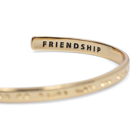 CLASSIC GOLD Morse Code Cuff Bracelet - Stamped | FRIENDSHIP