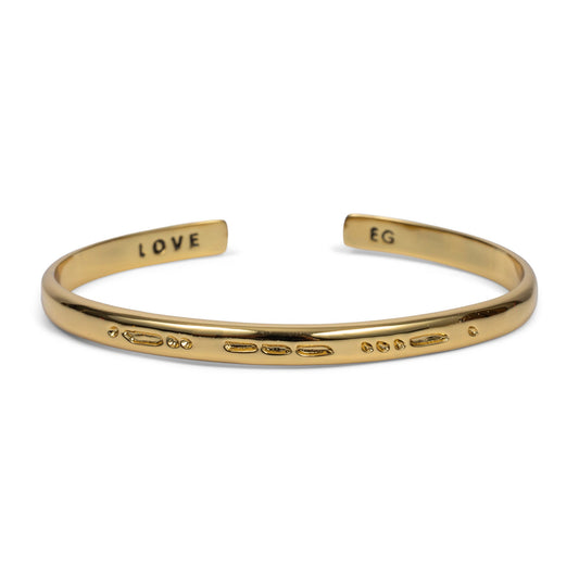 CLASSIC GOLD Morse Code Cuff Bracelet - Stamped | LOVE