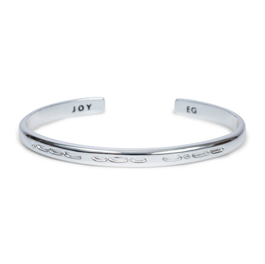 CLASSIC GOLD Morse Code Cuff Bracelet - Stamped | JOY - Silver