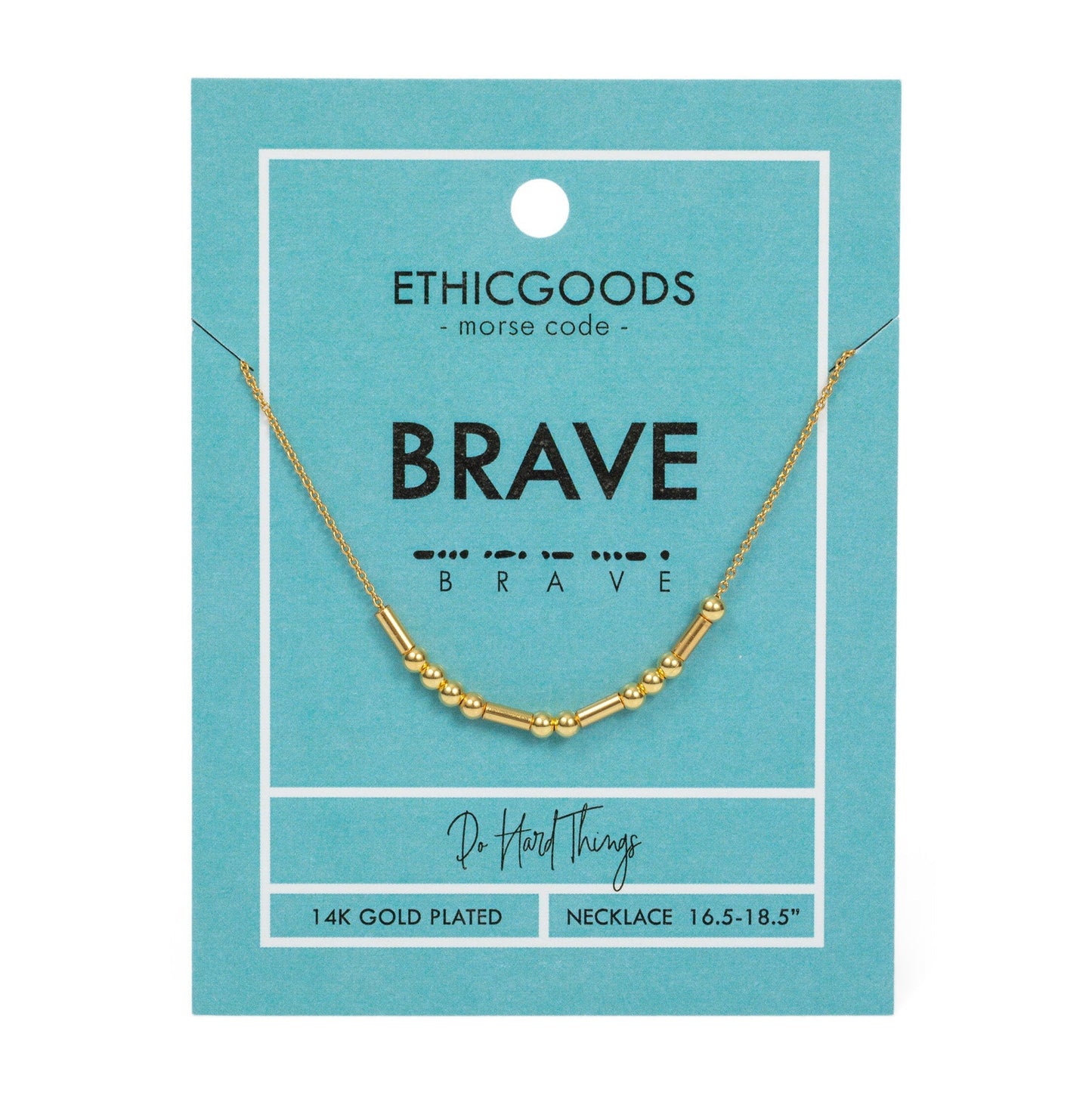 BRAVE | Morse Code Classic Gold Beaded Necklace