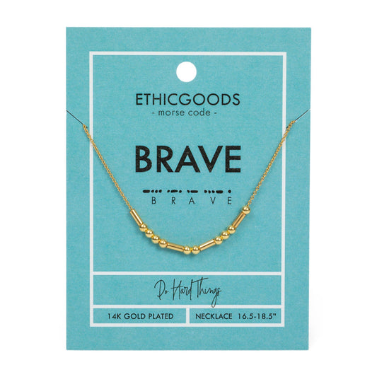 BRAVE | Morse Code Classic Gold Beaded Necklace