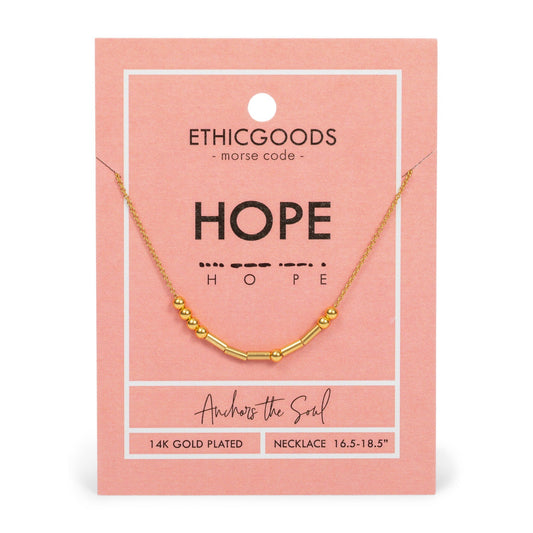 HOPE | Morse Code Classic Gold Beaded Necklace