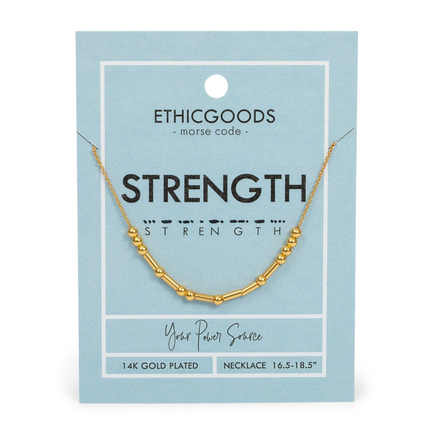 STRENGTH | Morse Code Classic Gold Beaded Necklace