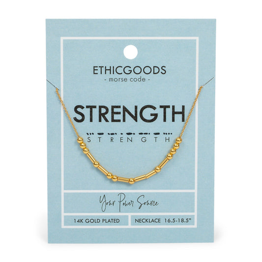 STRENGTH | Morse Code Classic Gold Beaded Necklace
