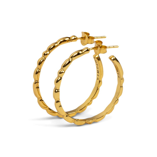 EMPOWER | Morse Code Hoop Earrings | Classic Gold
