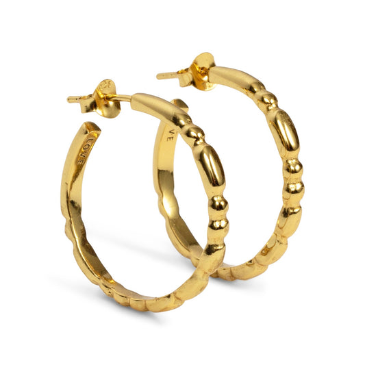 LOVE | Morse Code Hoop Earrings | Classic Gold