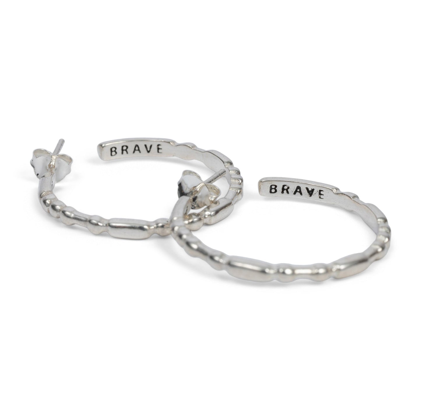 BRAVE | Morse Code Hoop Earrings | Sterling Silver