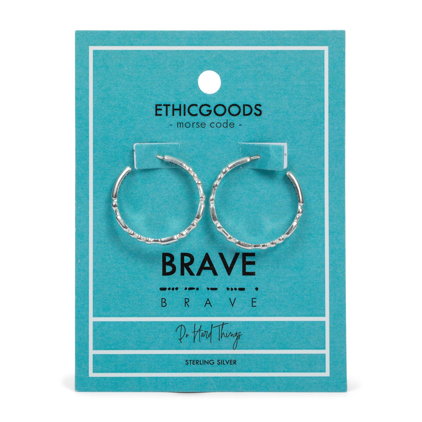 BRAVE | Morse Code Hoop Earrings | Sterling Silver