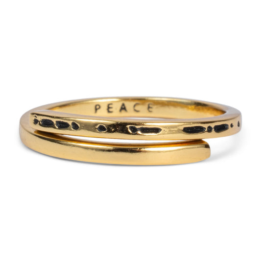 CLASSIC GOLD Morse Code Ring - Stamped | PEACE