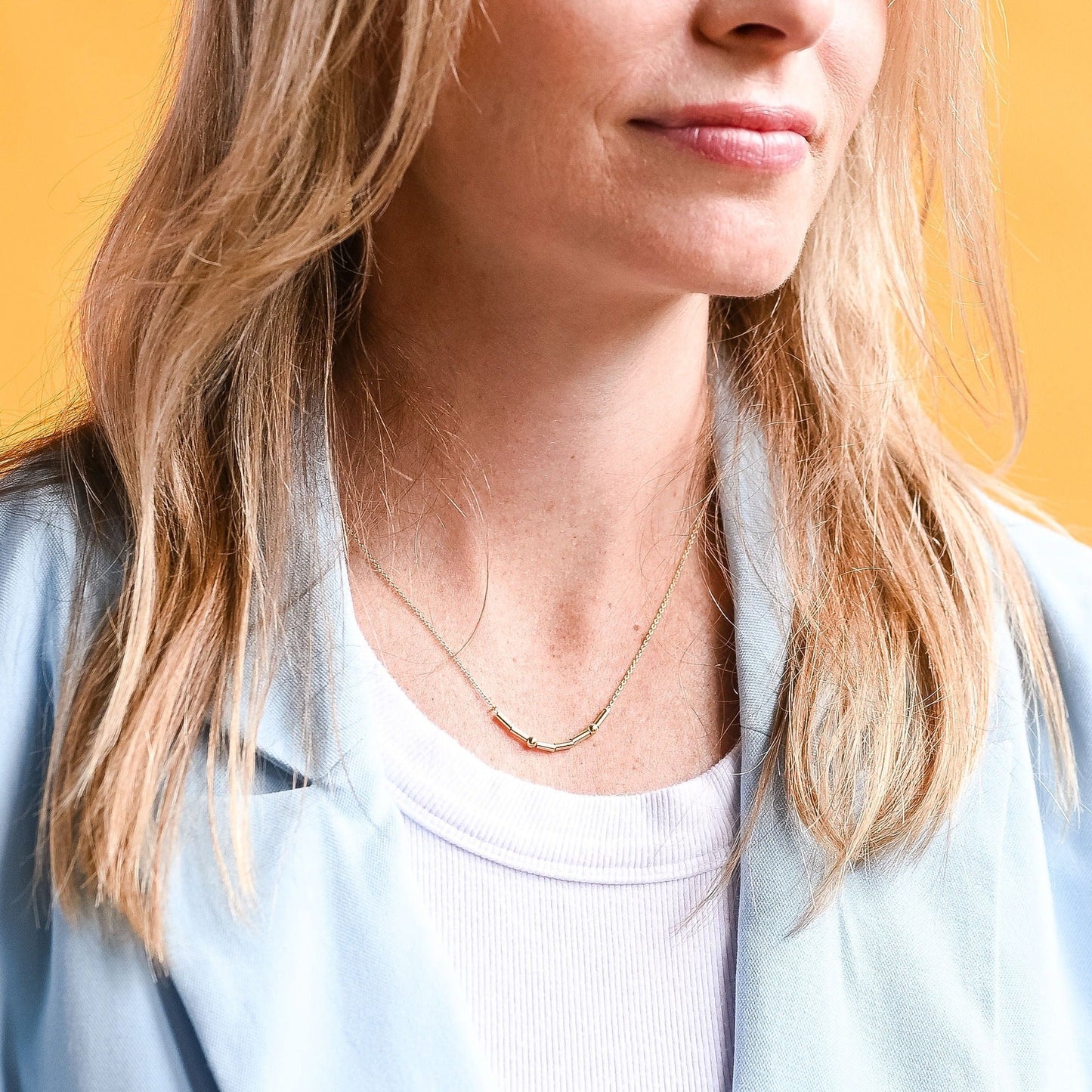 JOY | Morse Code Classic Gold Beaded Necklace