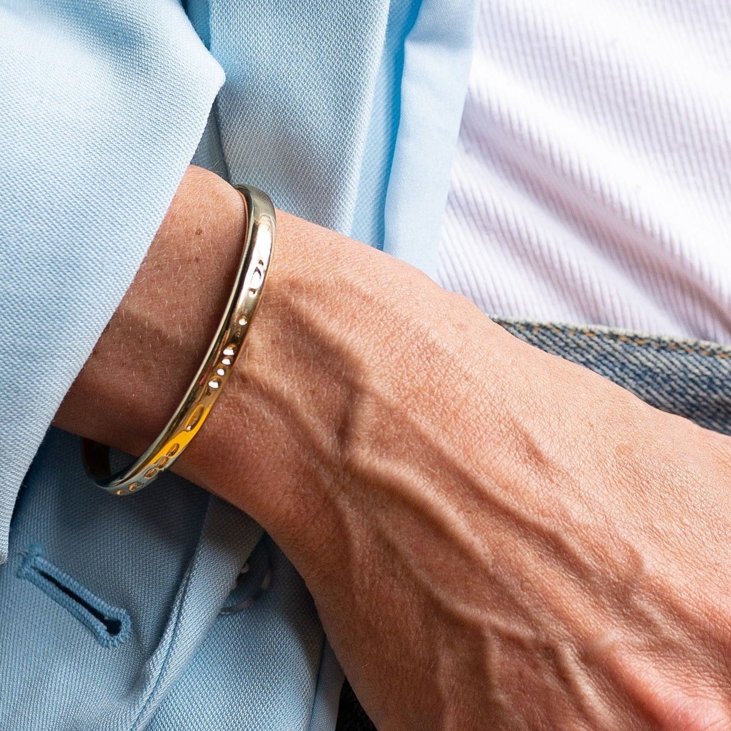 CLASSIC GOLD Morse Code Cuff Bracelet - Stamped | LOVE