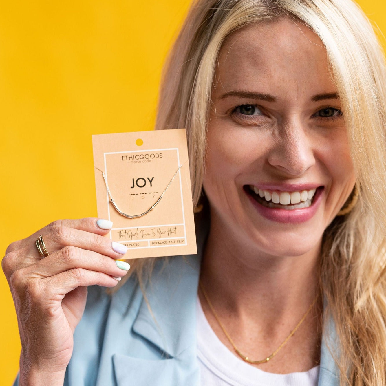 JOY | Morse Code Classic Gold Beaded Necklace