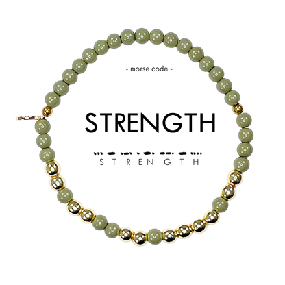 STRENGTH Morse Code Stacking Bracelet Set