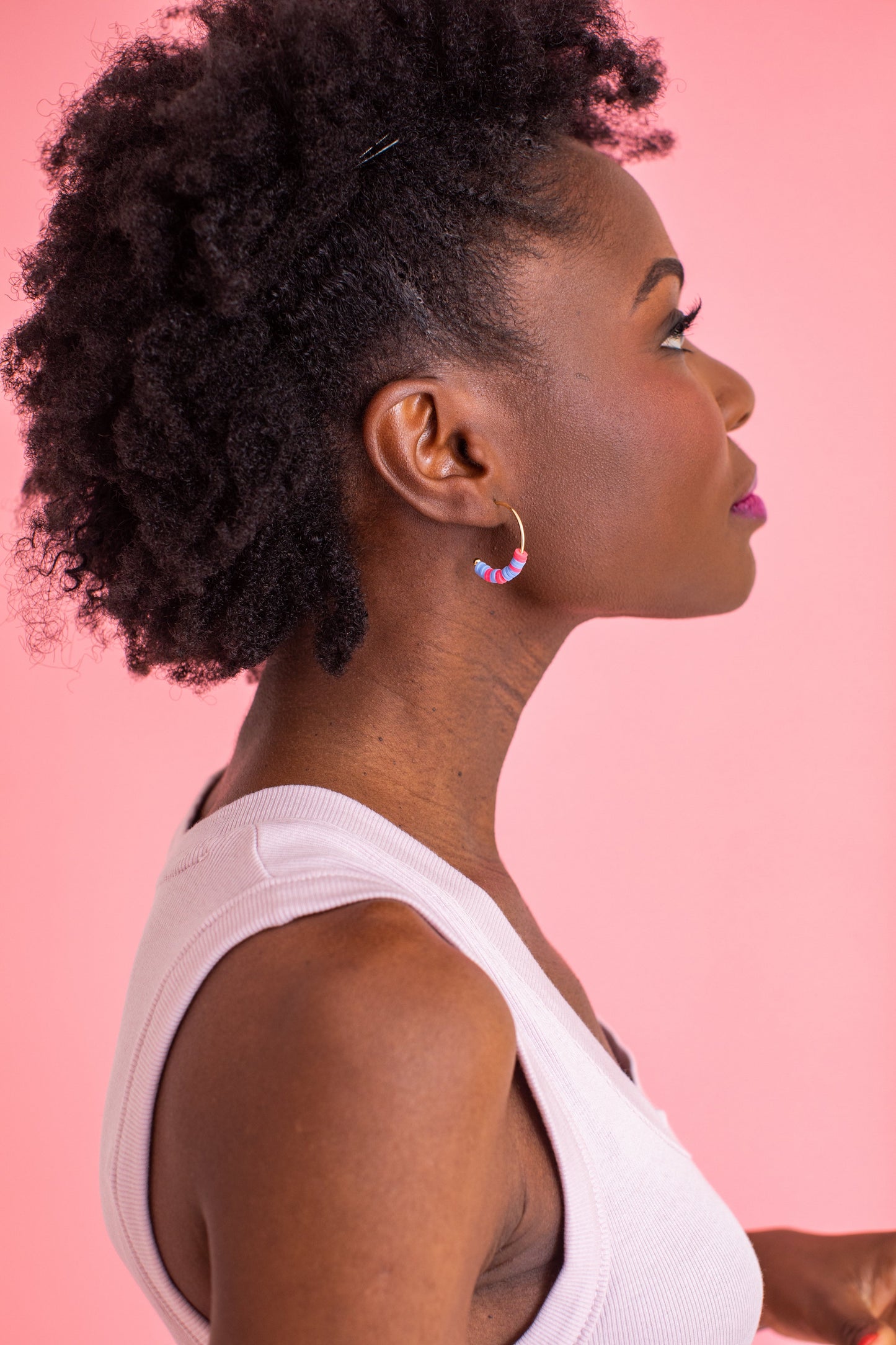 Morse Code Heishi Half Hoop Earrings | JOY