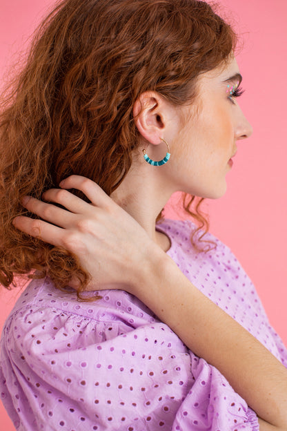 Morse Code Heishi Half Hoop Earrings | FRIEND