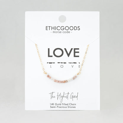 Morse Code Dainty Stone Necklace // Love