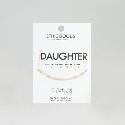 Morse Code Dainty Stone Necklace // Daughter
