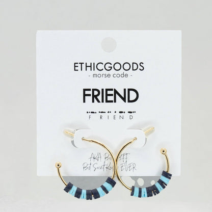 Morse Code Heishi Half Hoop Earrings | FRIEND
