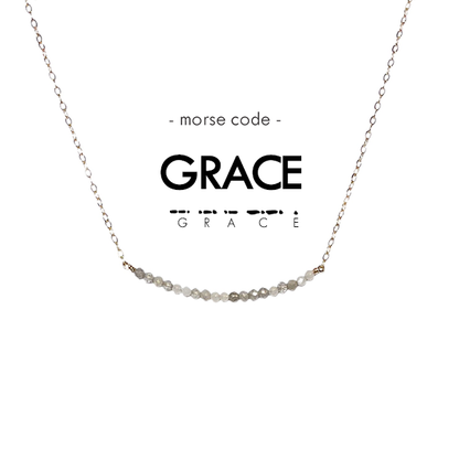 Morse Code Dainty Stone Necklace // Grace