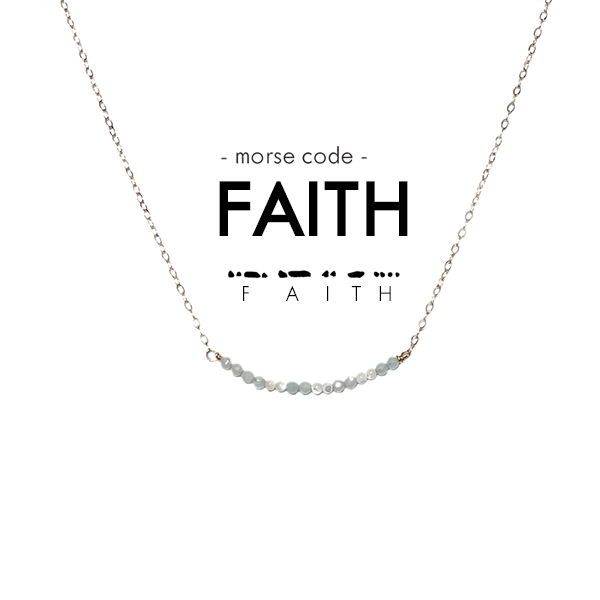 Morse Code Dainty Stone Necklace // Faith