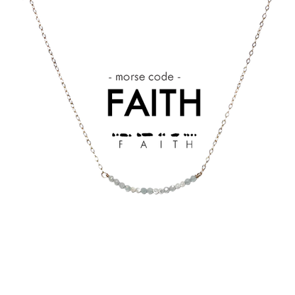Morse Code Dainty Stone Necklace // Faith