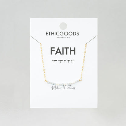 Morse Code Dainty Stone Necklace // Faith